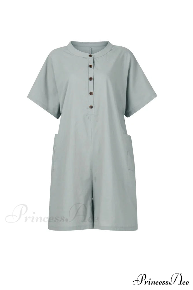 Pocketed Loose Rompers Grey / L