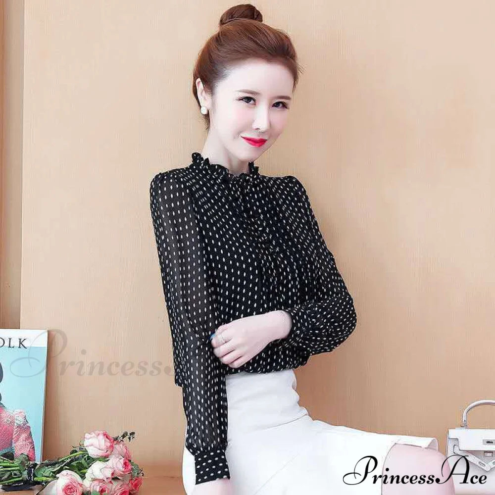 Polka Blouse Spring With Women’s Chiffon Dot Autumn Print