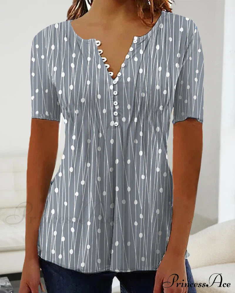 Polka Dot V-Neck T-Shirt T-Shirts