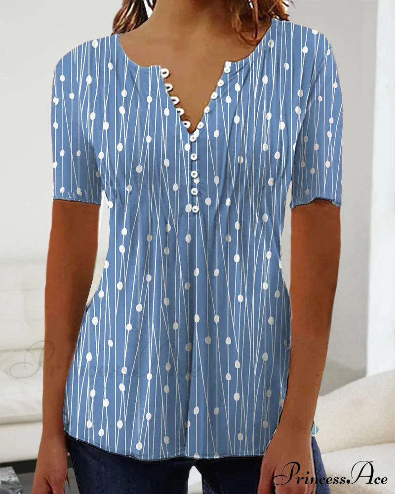 Polka Dot V-Neck T-Shirt T-Shirts