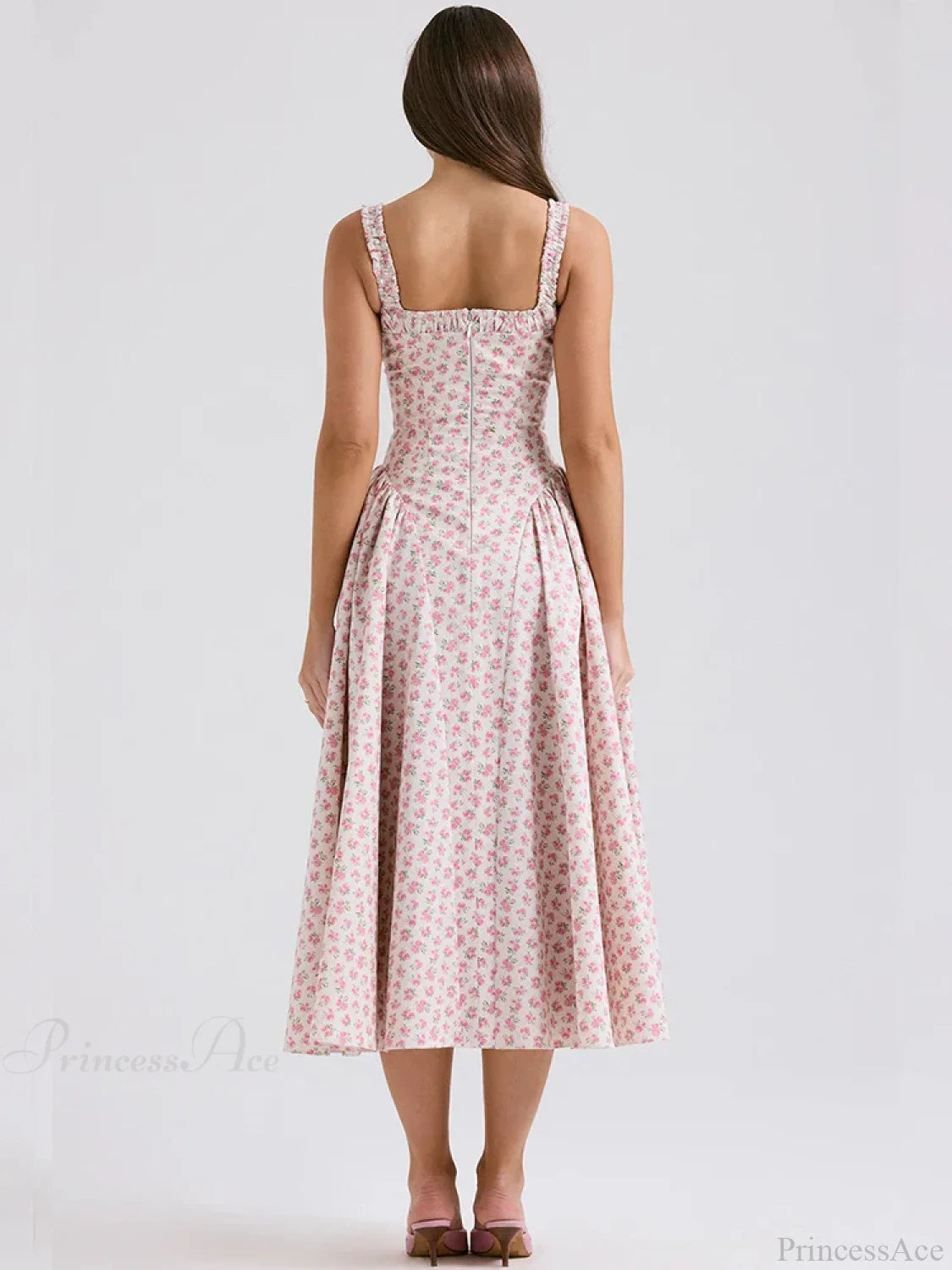 Print A-line Elegant Midi Vacation Dress vacationdress-250223