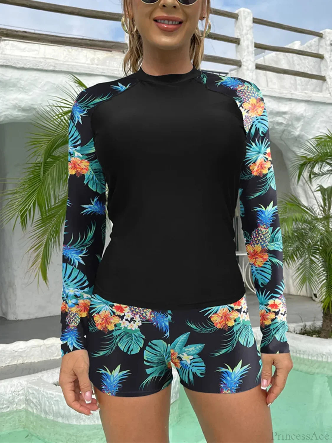 Print Push Up Diving Suit Two Piece Set