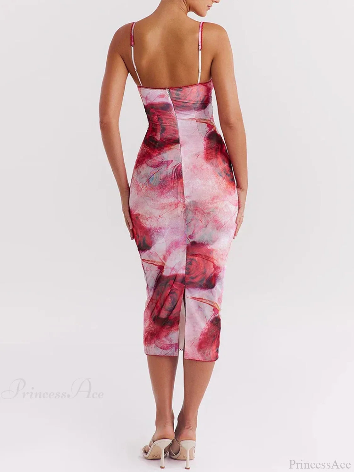 Print Slim Bodycon Midi Vacation Dress vacationdress-250223