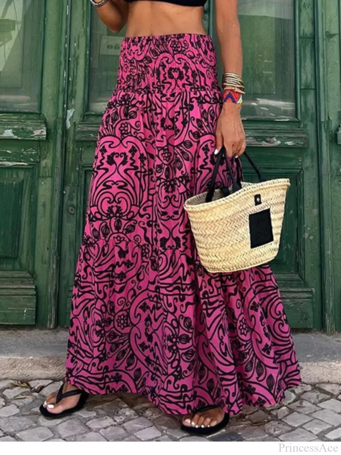 Printed A-Line Beach Skirt for Summer Casual Vacation skirt-250126