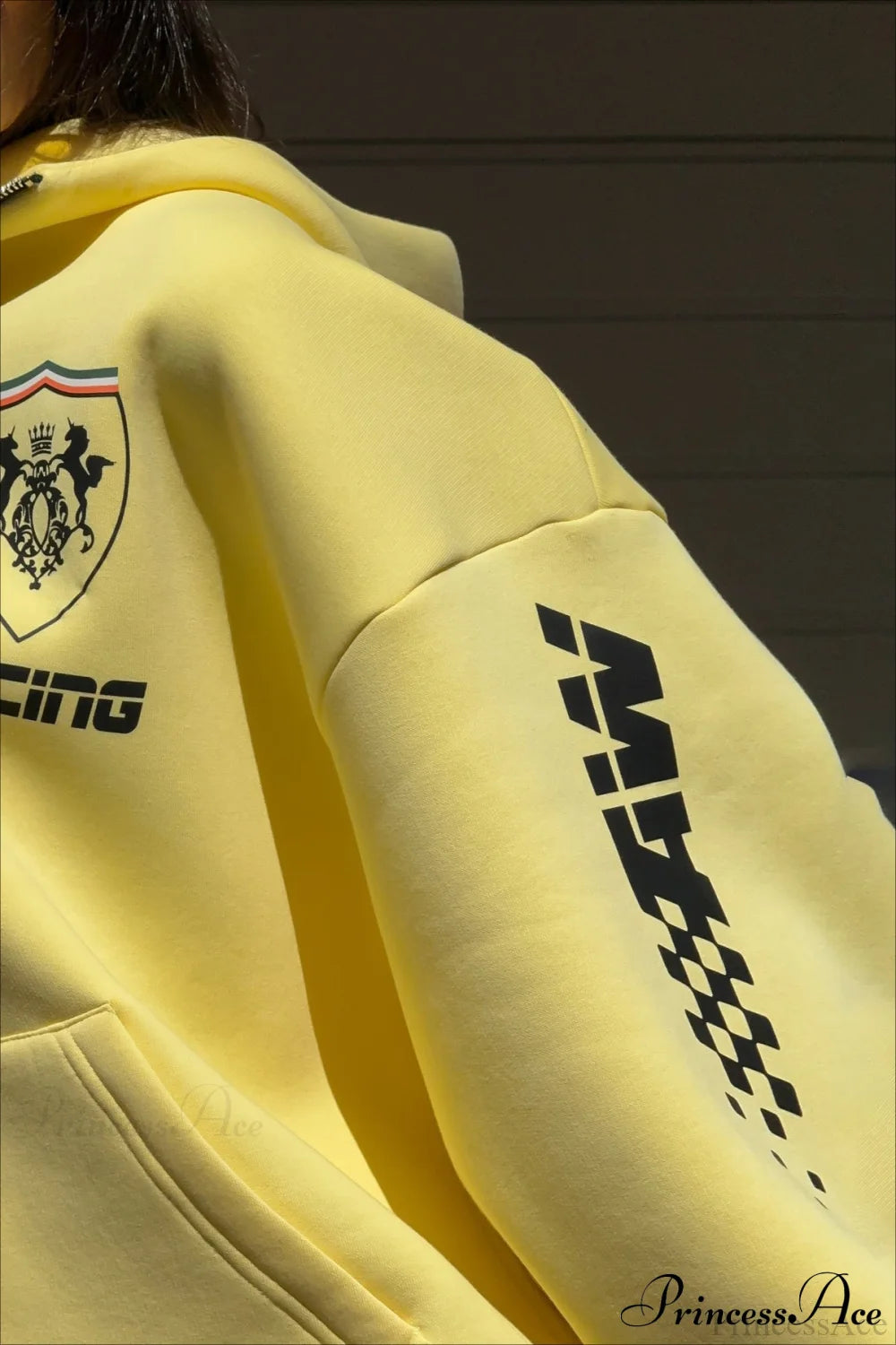 Printed Oversized Zip Hoodie