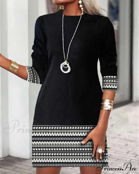 Printed Patchwork Casual Dress Dresses