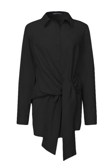 Zanze Self-Tie Shirt - Plus Size Tops & Blouses