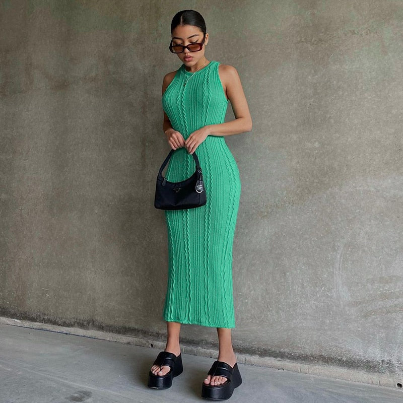 Cable Knit Stylish Tank Maxi Dress Dress