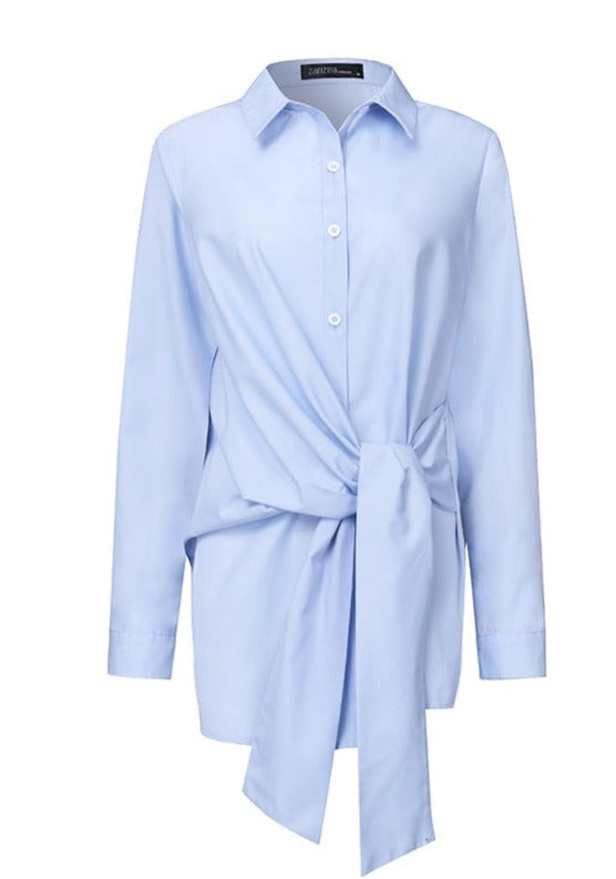 Zanze Self-Tie Shirt - Plus Size Tops & Blouses