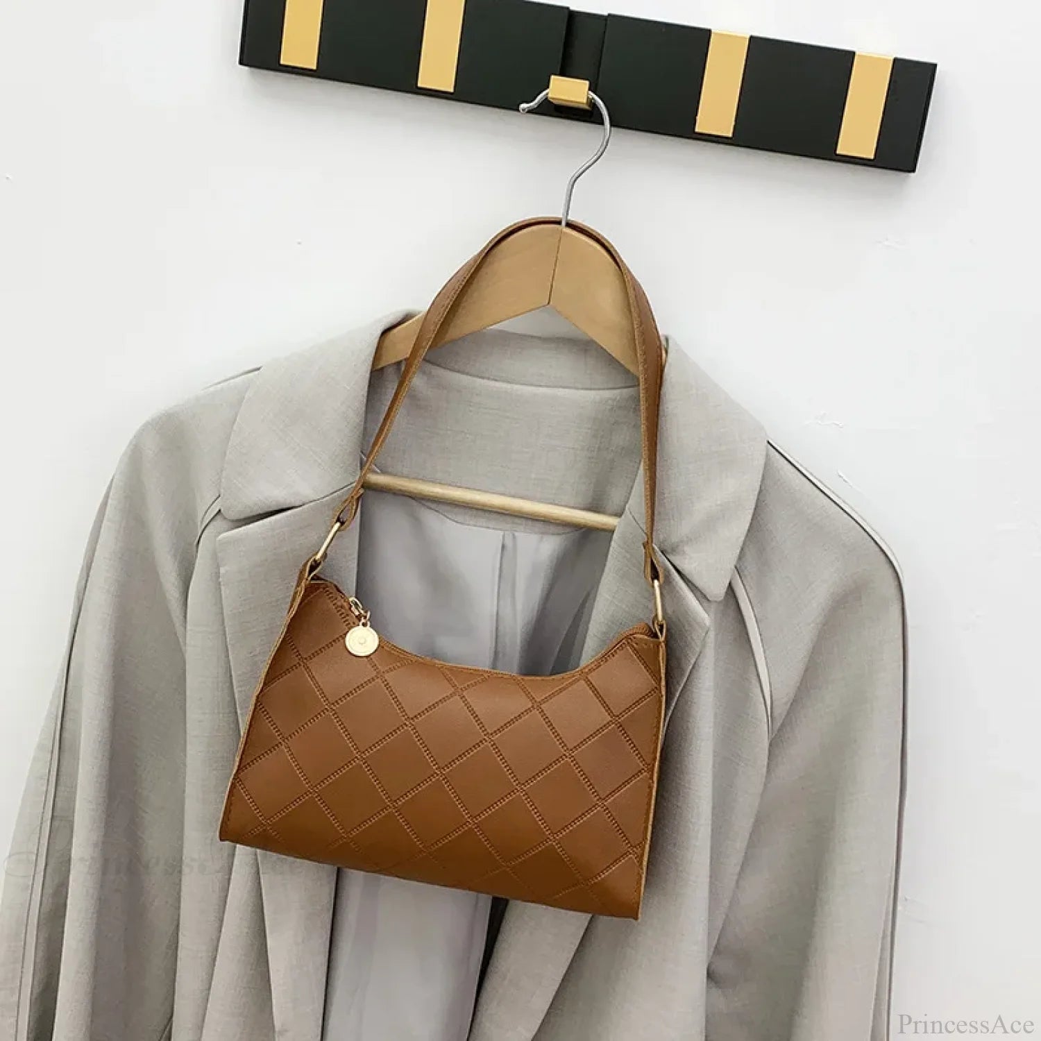 PU Leather Shoulder Messenger Bag for Women Brown shoulder-250126