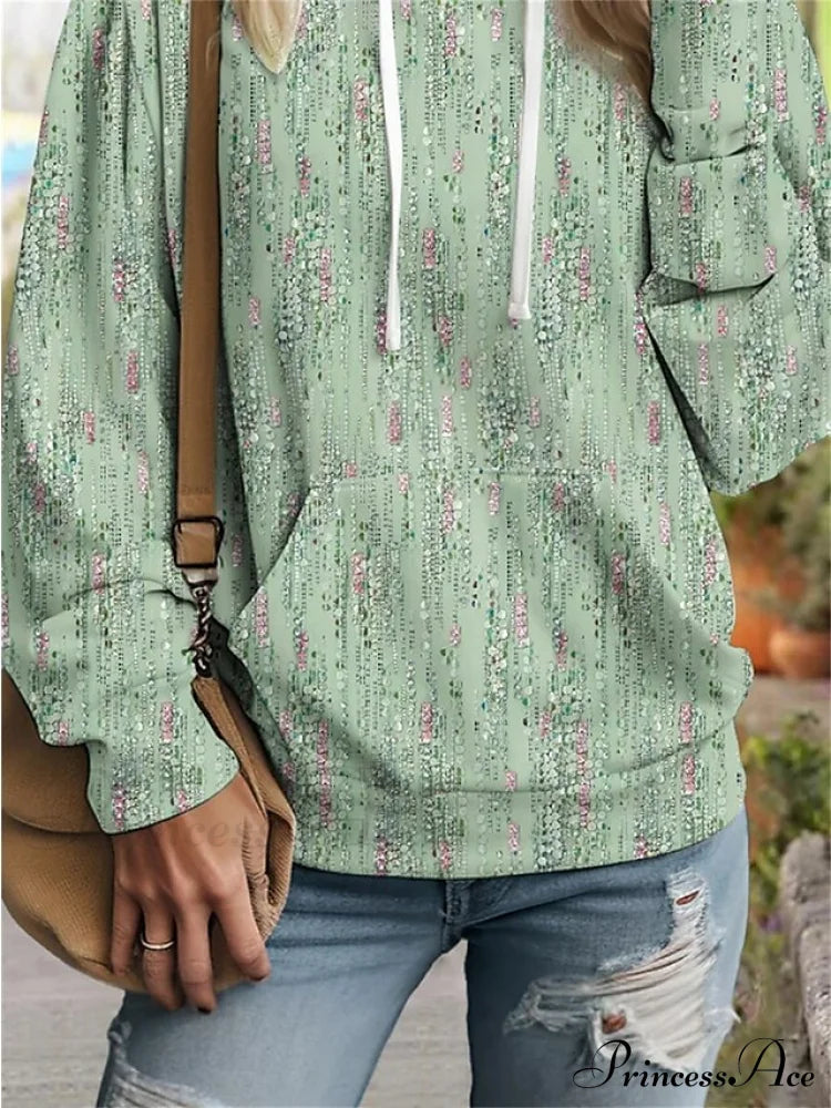Pullover Casual Green Women’s Sweatshirt Hoodie Graphic Long Arm Top