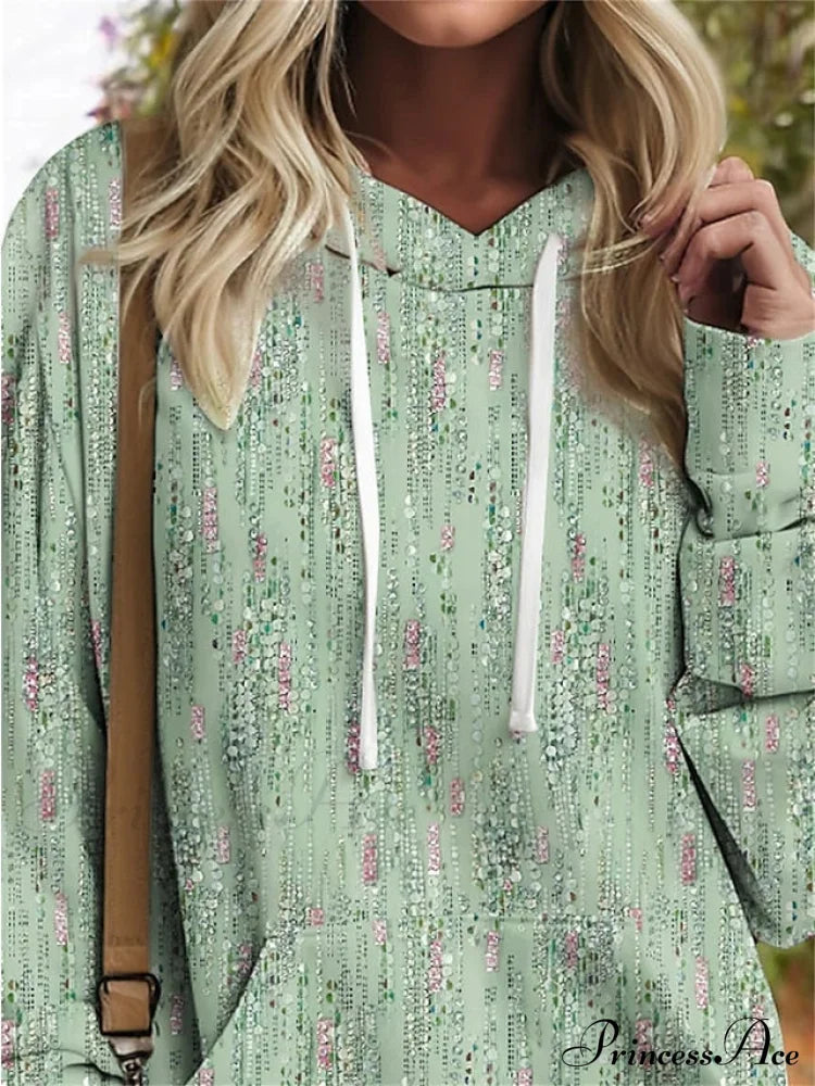 Pullover Casual Green Women’s Sweatshirt Hoodie Graphic Long Arm Top