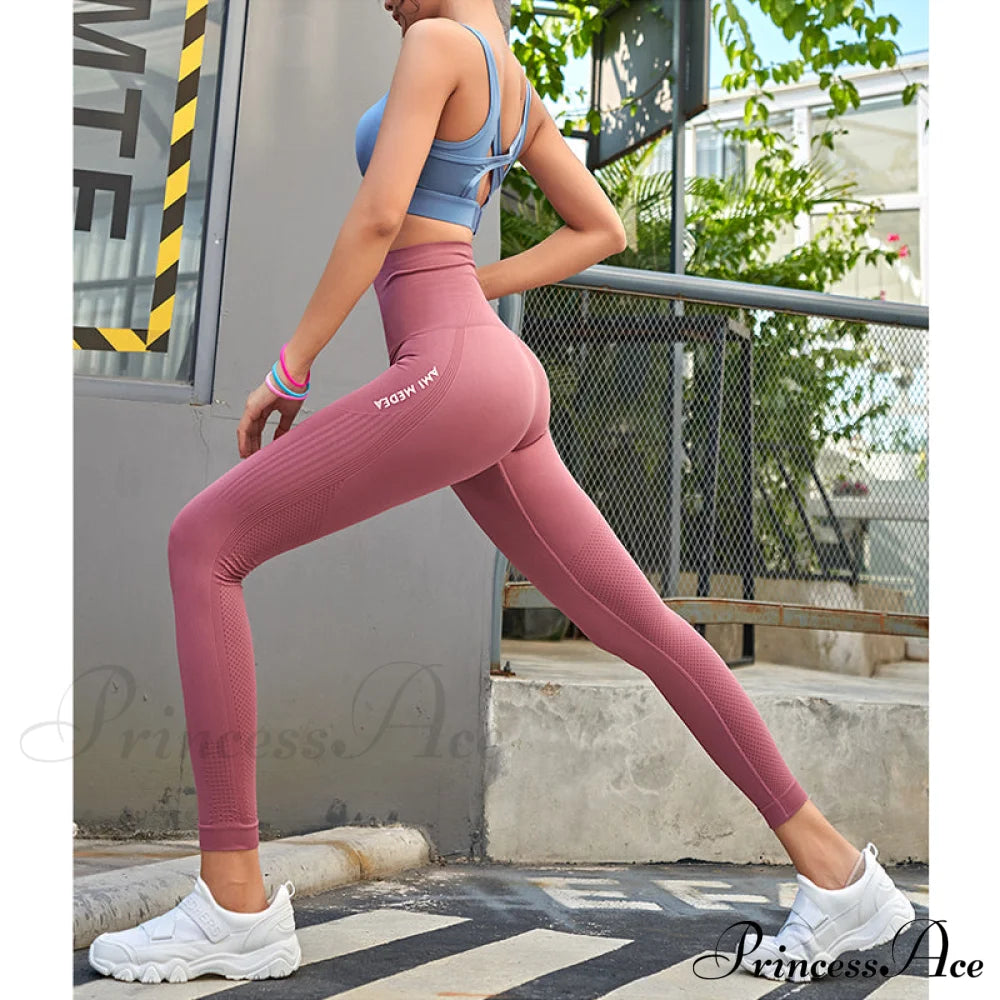 Push Up Gym Tights Sexy Tummy Legging Pink / S