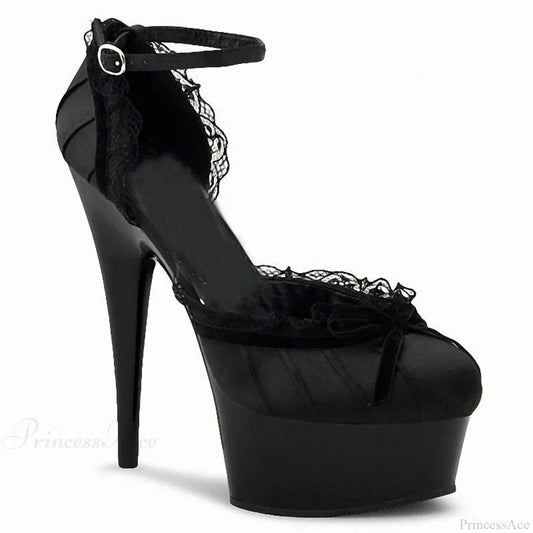 Raised Bridal Gothic Tall Heel Black / 5