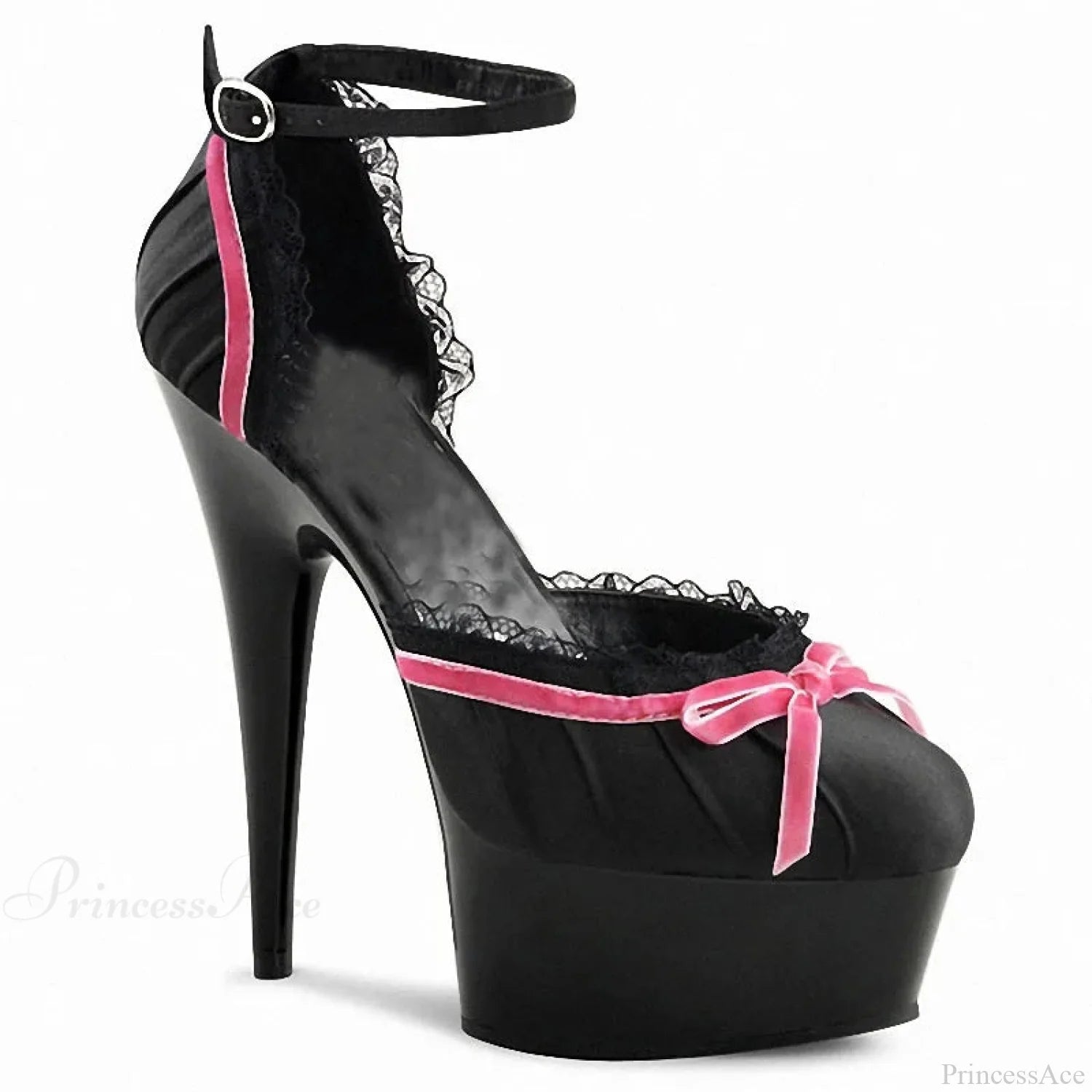 Raised Bridal Gothic Tall Heel black-Pink / 5