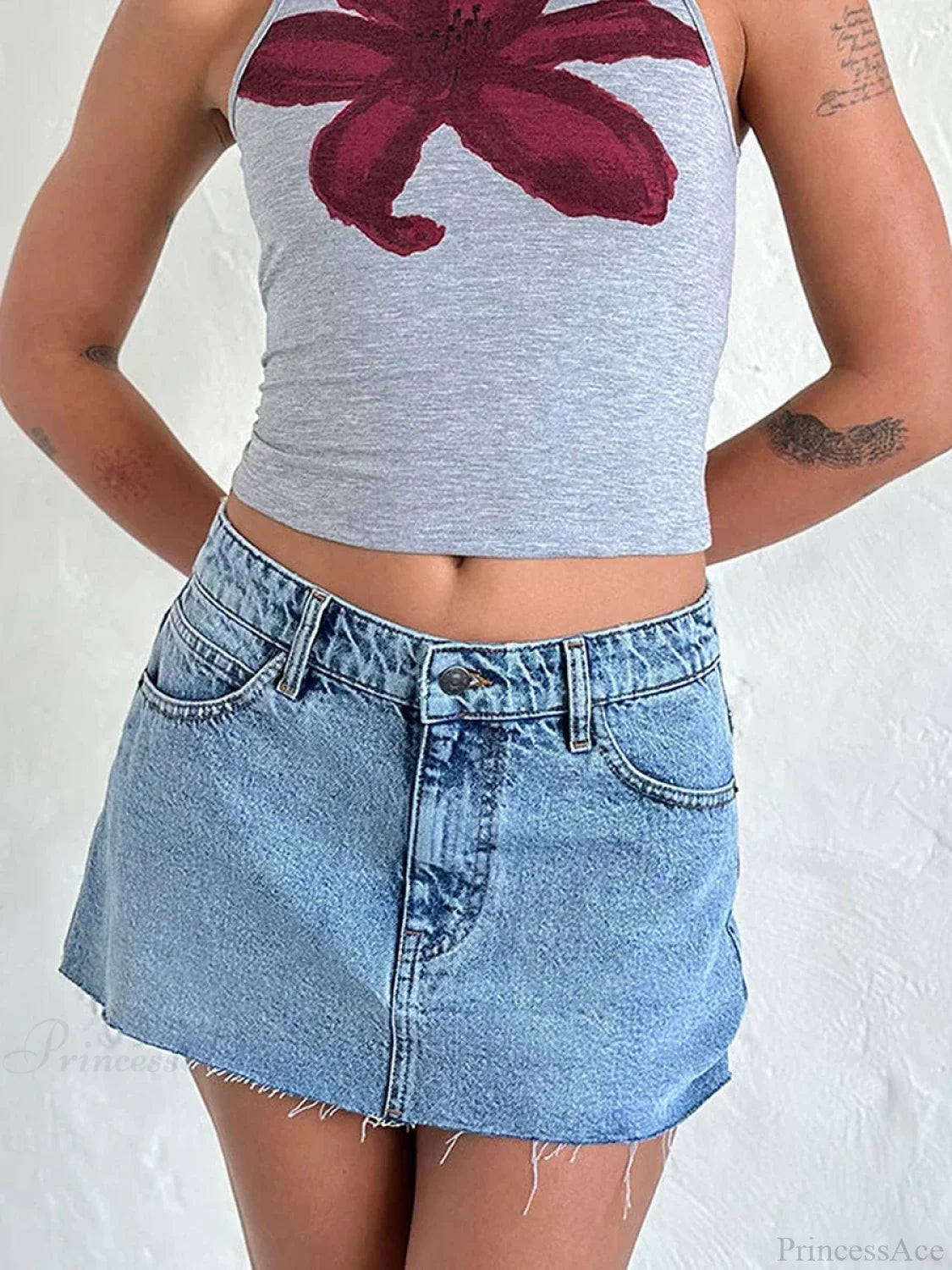 Raw Edge Gradient Denim Skirt Blue / S skirts-250223