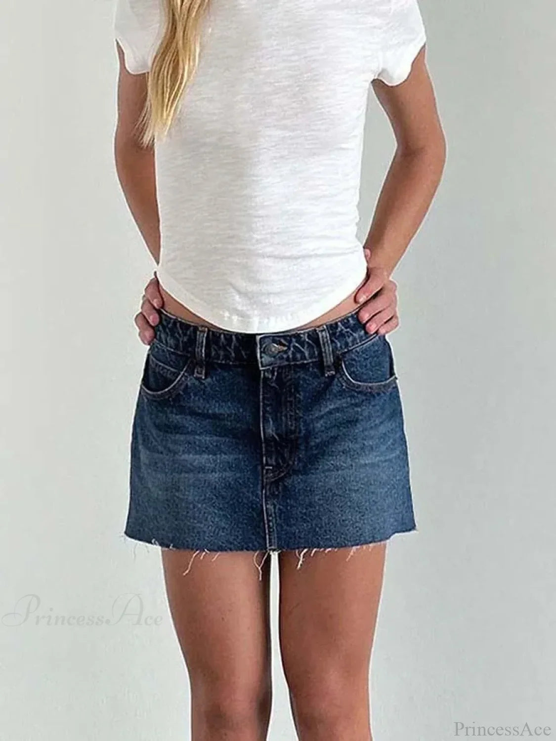 Raw Edge Gradient Denim Skirt DEEP BLUE / S skirts-250223