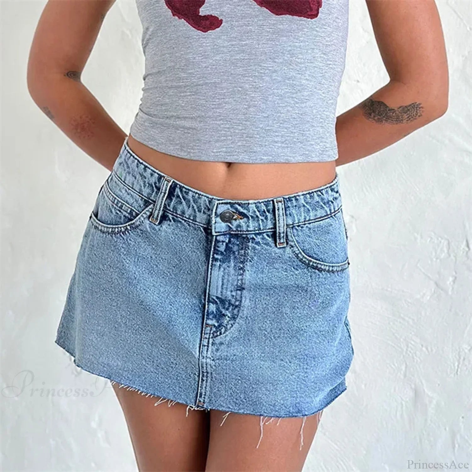 Raw Edge Gradient Denim Skirt skirts-250223