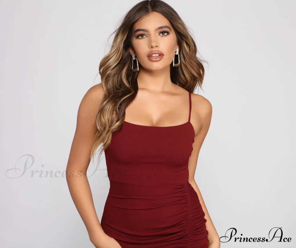 Ready To Stylish Ruche Mini Dress Club Dresses