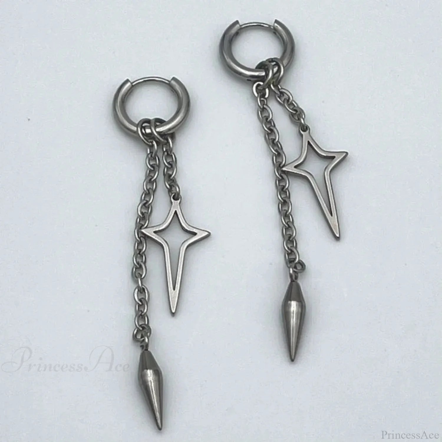 Rebel Celestial Cross Silver Empty Heart Earring