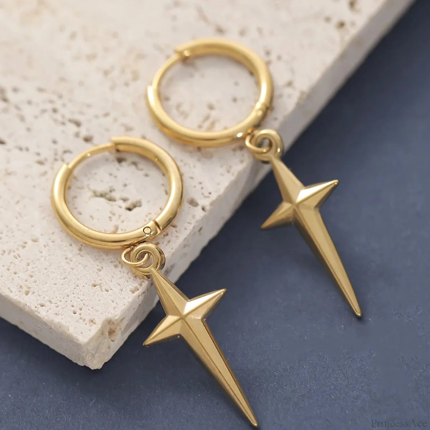 Rebel Celestial Cross Silver Empty Heart Earring color10 / CHINA