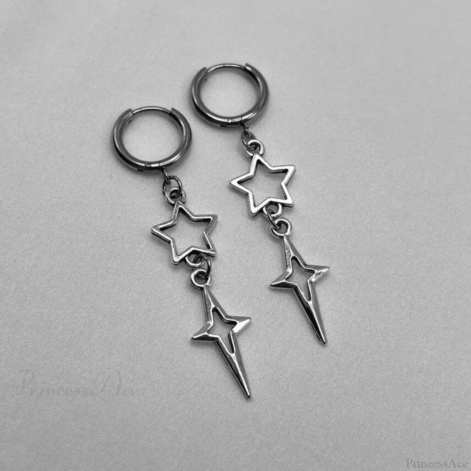 Rebel Celestial Cross Silver Empty Heart Earring color13 / CHINA