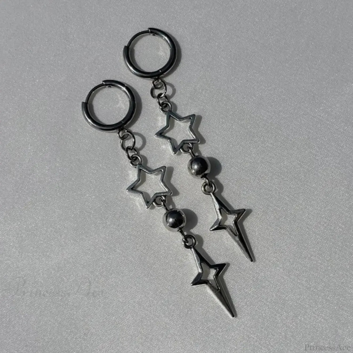 Rebel Celestial Cross Silver Empty Heart Earring color14 / CHINA