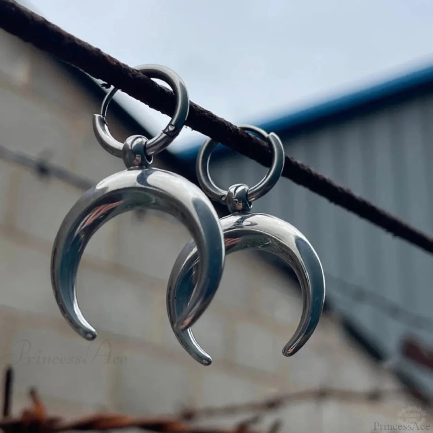 Rebel Celestial Cross Silver Empty Heart Earring color7 / CHINA