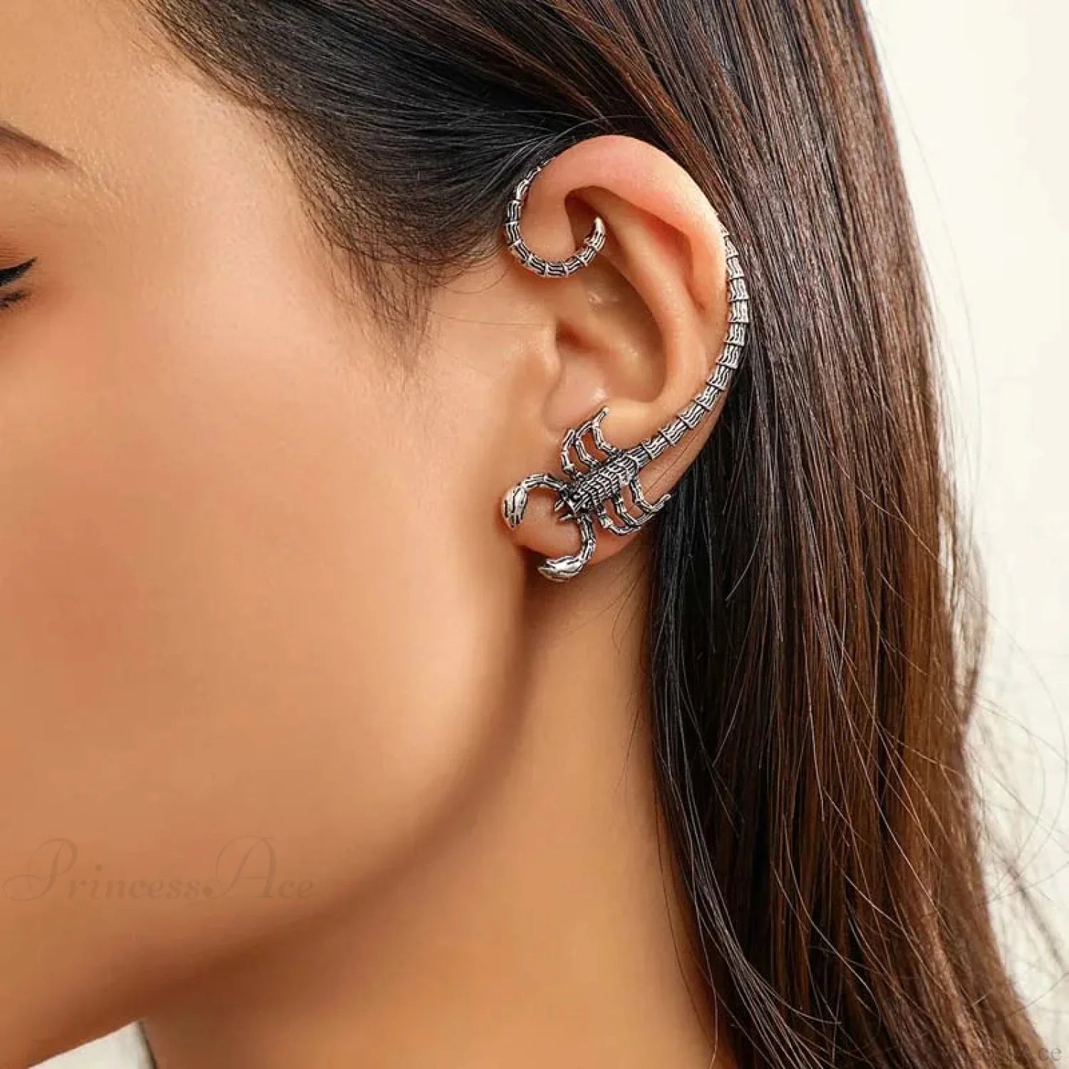 Rebellious Dark Scorpion Metallic Serpent Clip Earring