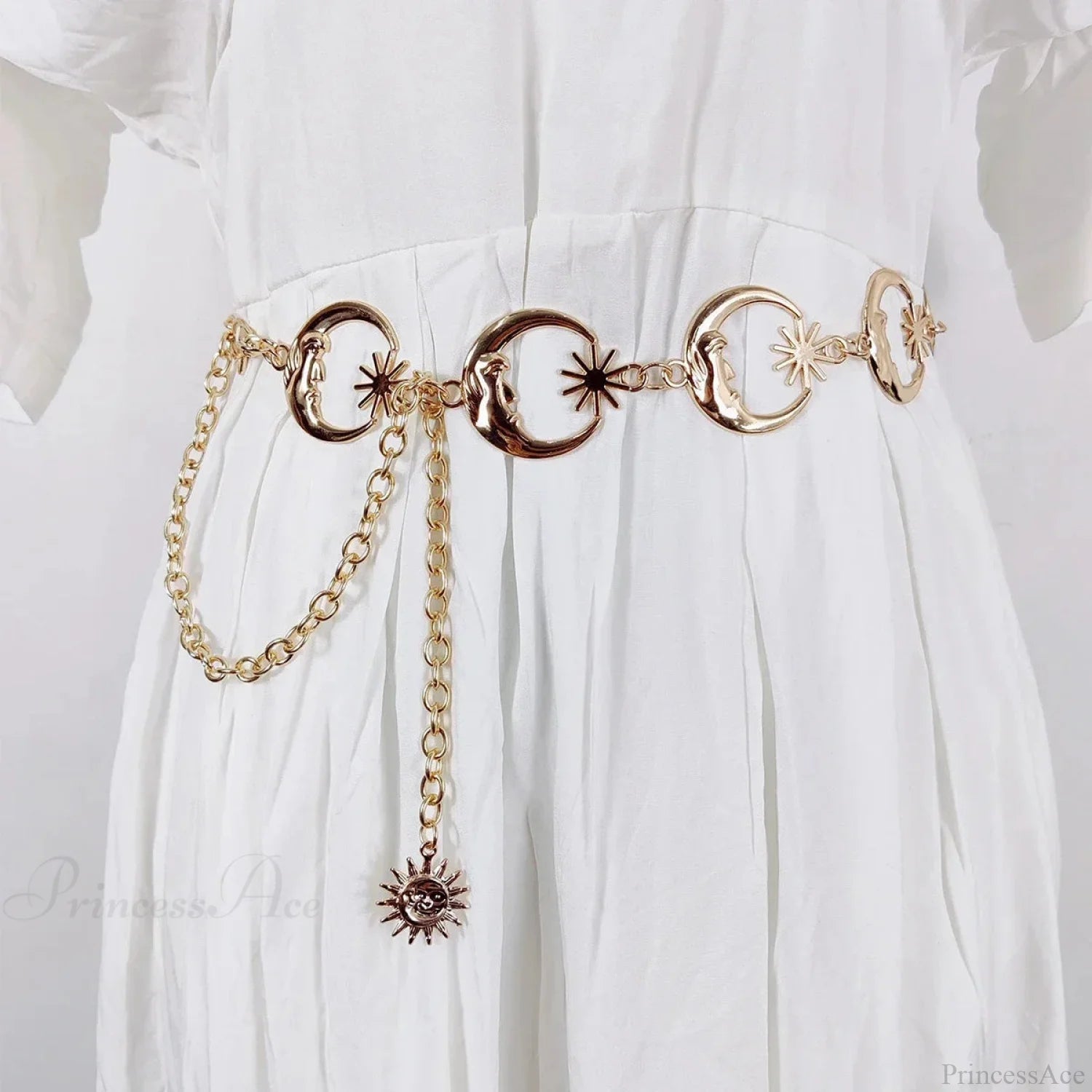 Rebellious Dark Urban Layered Waist Chain Belt moon gold