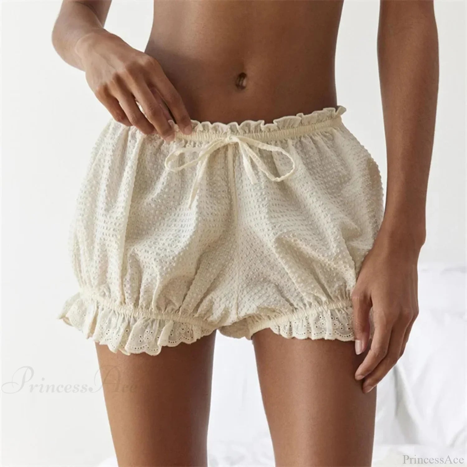 Red Gingham Lace Trim Bloomer Short short-250223