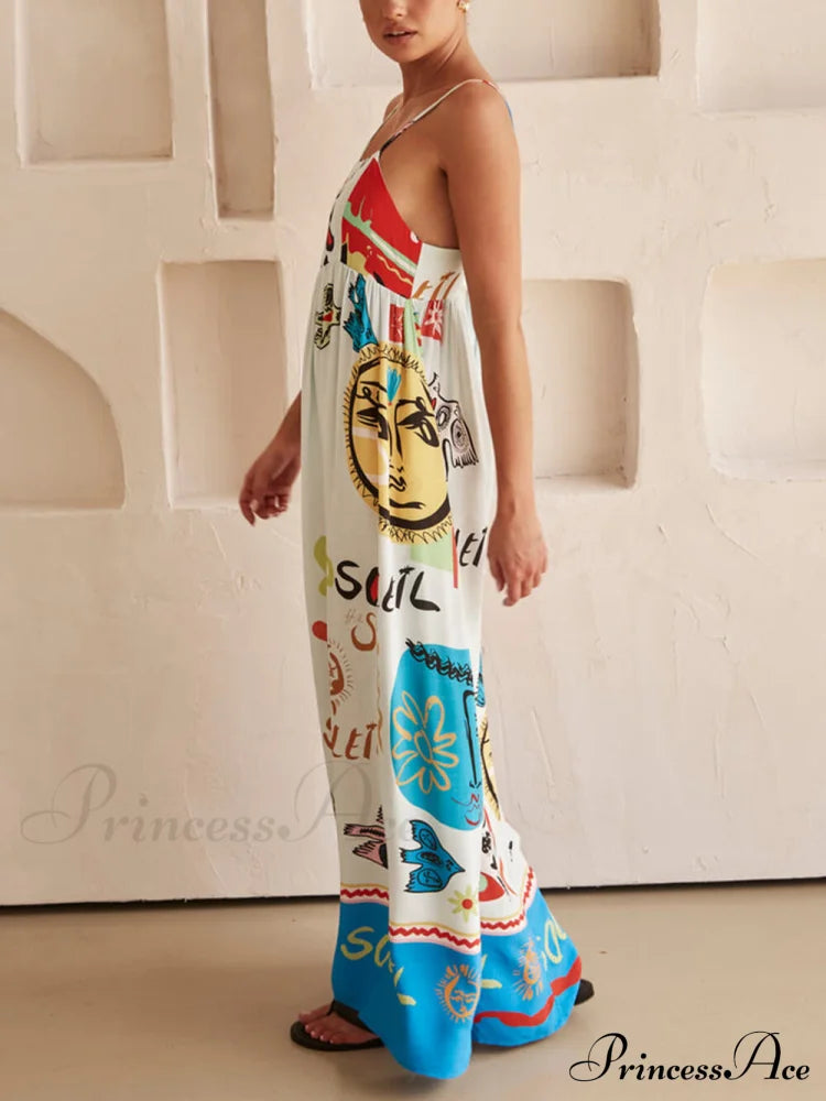 Refined Sensation Satin Charming Unique Print Maxi Dress Dresses