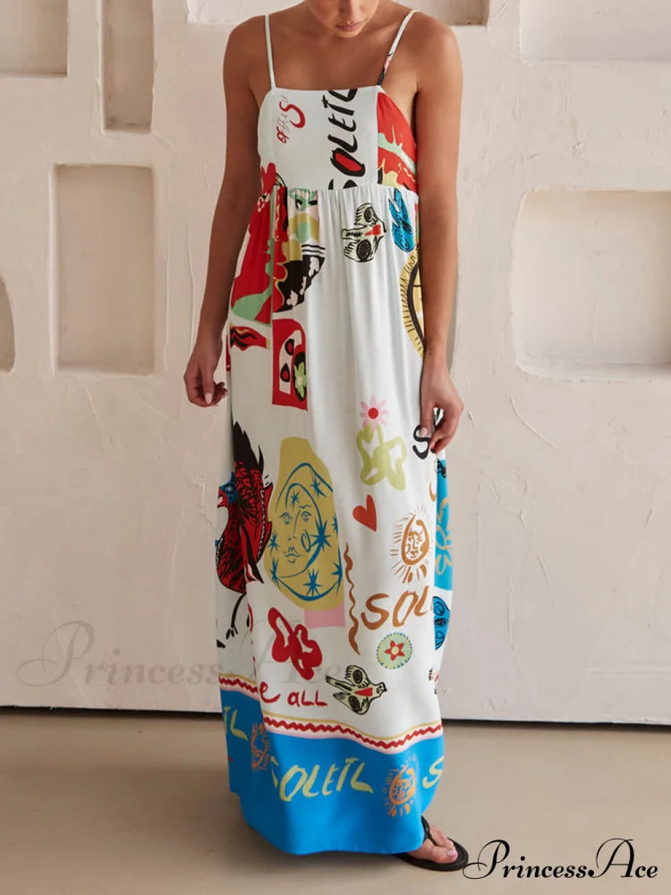 Refined Sensation Satin Charming Unique Print Maxi Dress Dresses