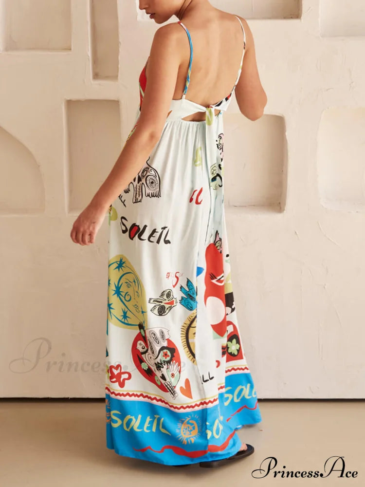 Refined Sensation Satin Charming Unique Print Maxi Dress Dresses