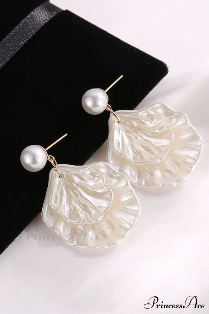 Resin Shell Earrings With Pearl Accent Jewelry