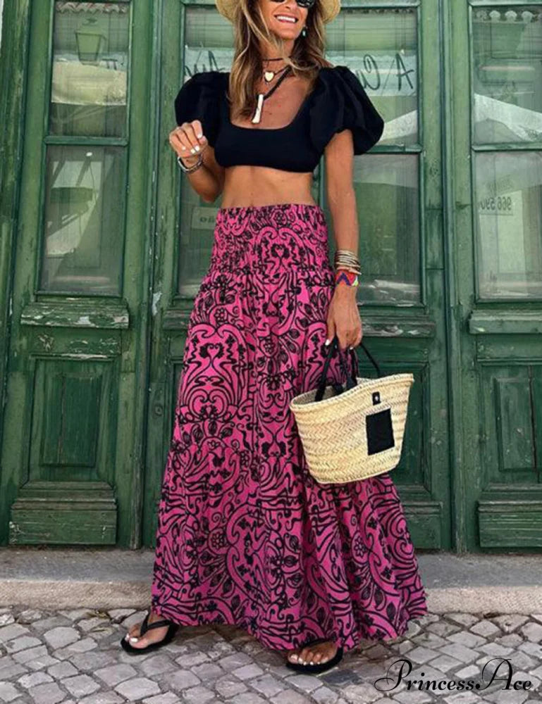 Resort Style Stylish Casual Printed Skirt Dresses