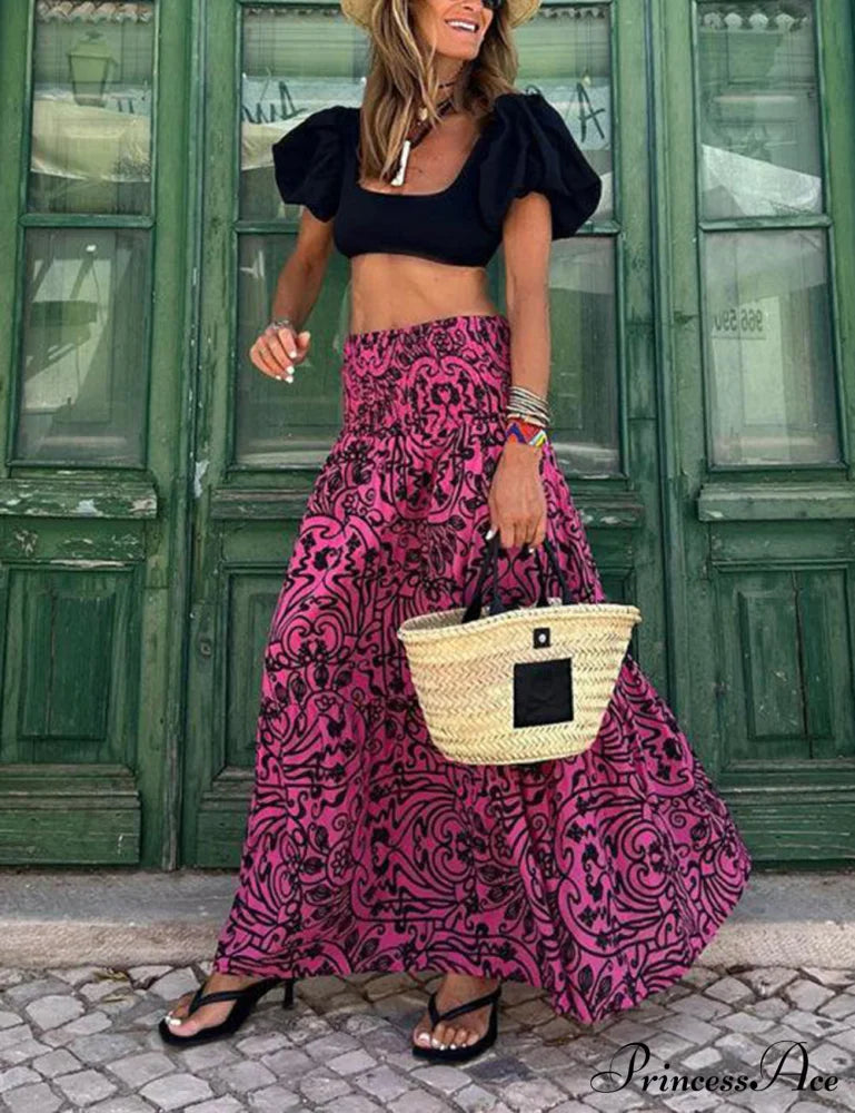 Resort Style Stylish Casual Printed Skirt Dresses