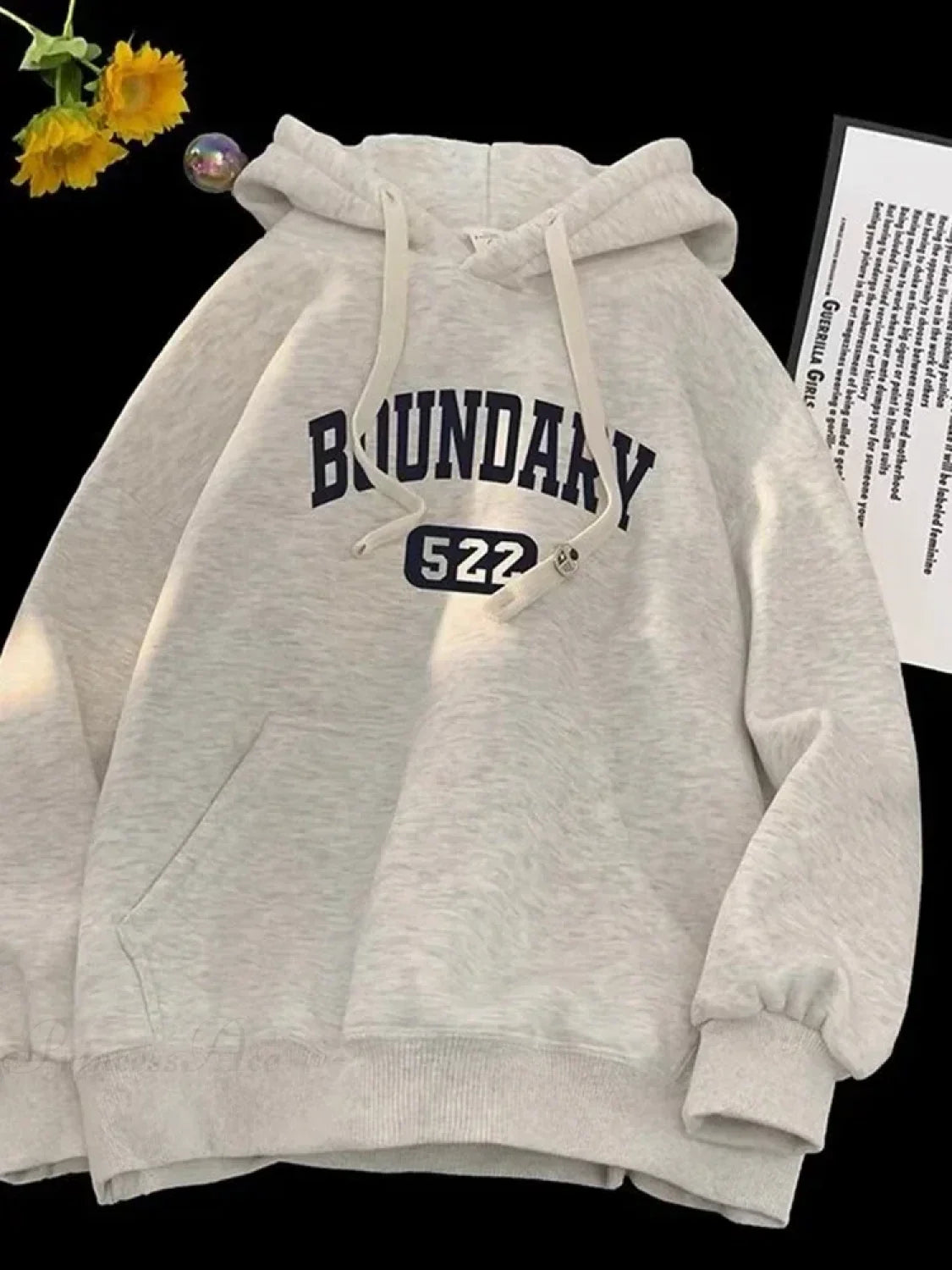 Retro Casual High Street Letter Hoodie GRAY / M(40-45KG)