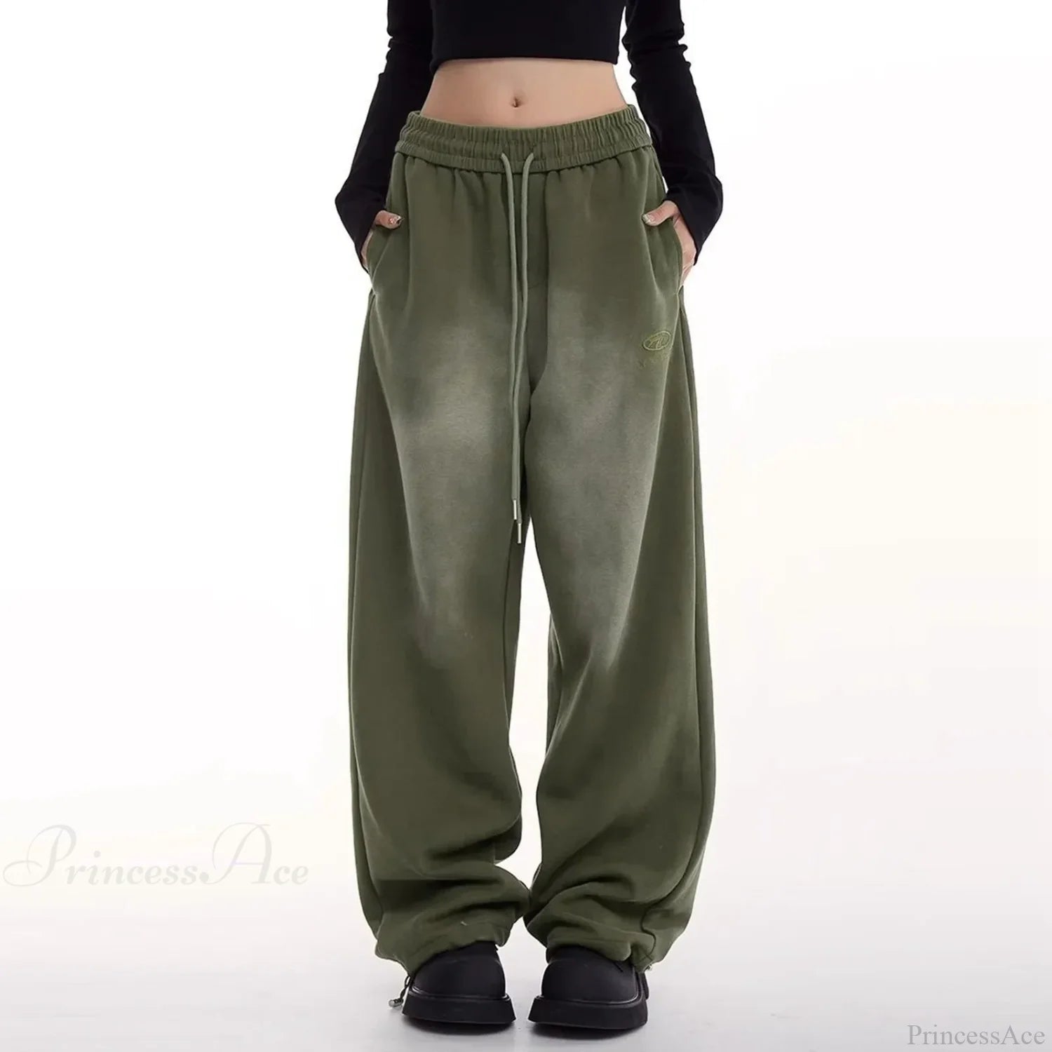 Retro Green Gradient Wide Leg Pants
