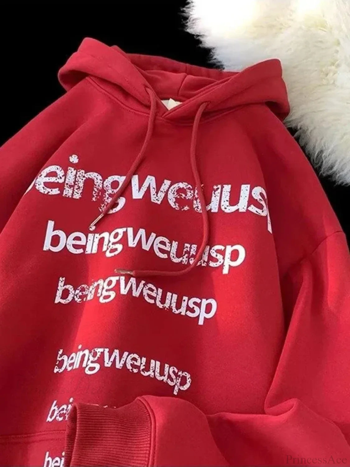 Retro Harajuku Letter Design Oversized Hoodie Red / M(40-45KG)