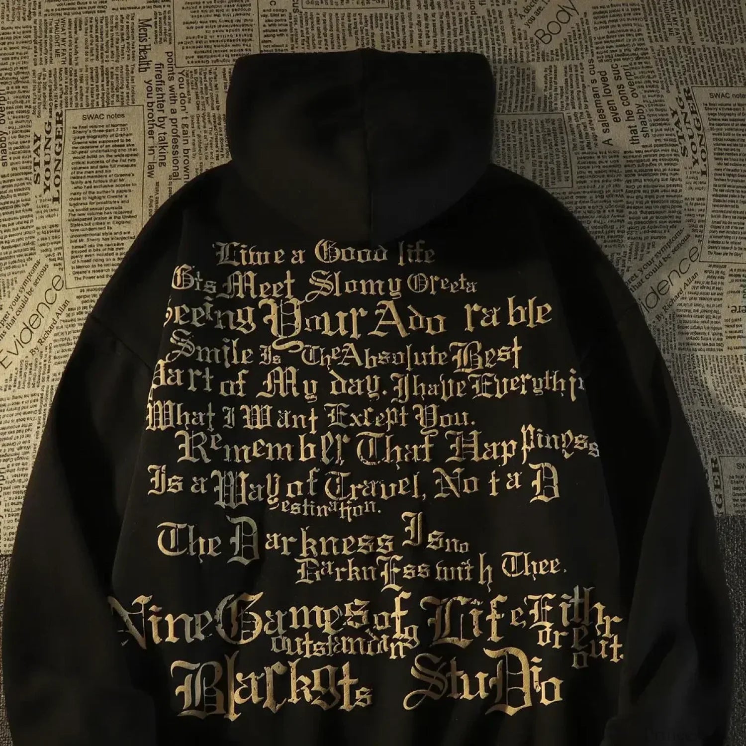 Retro Large Size Gothic Print Hoodie