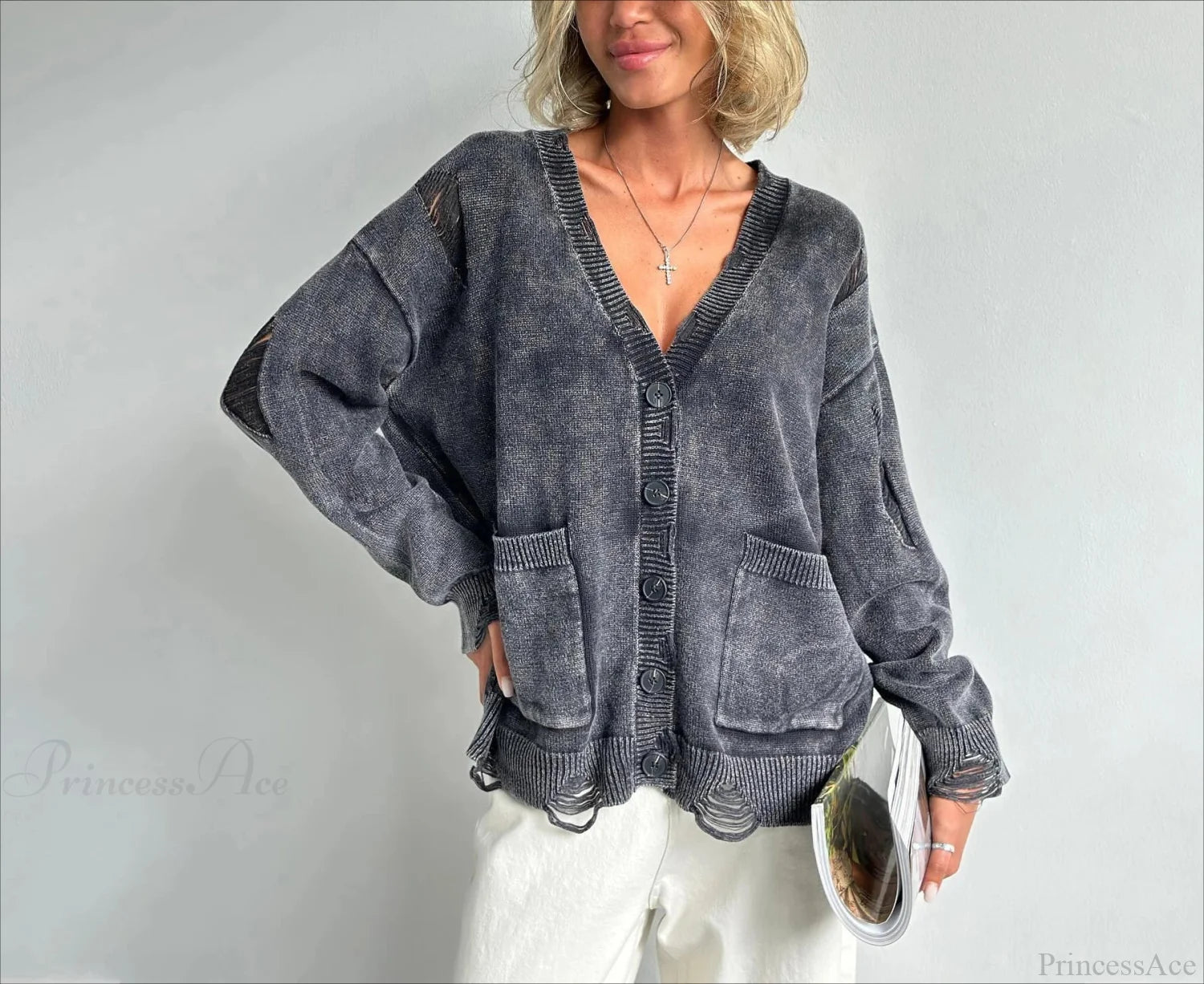Retro Oversized Soft Button Knitted Cardigan cardiagn-250126