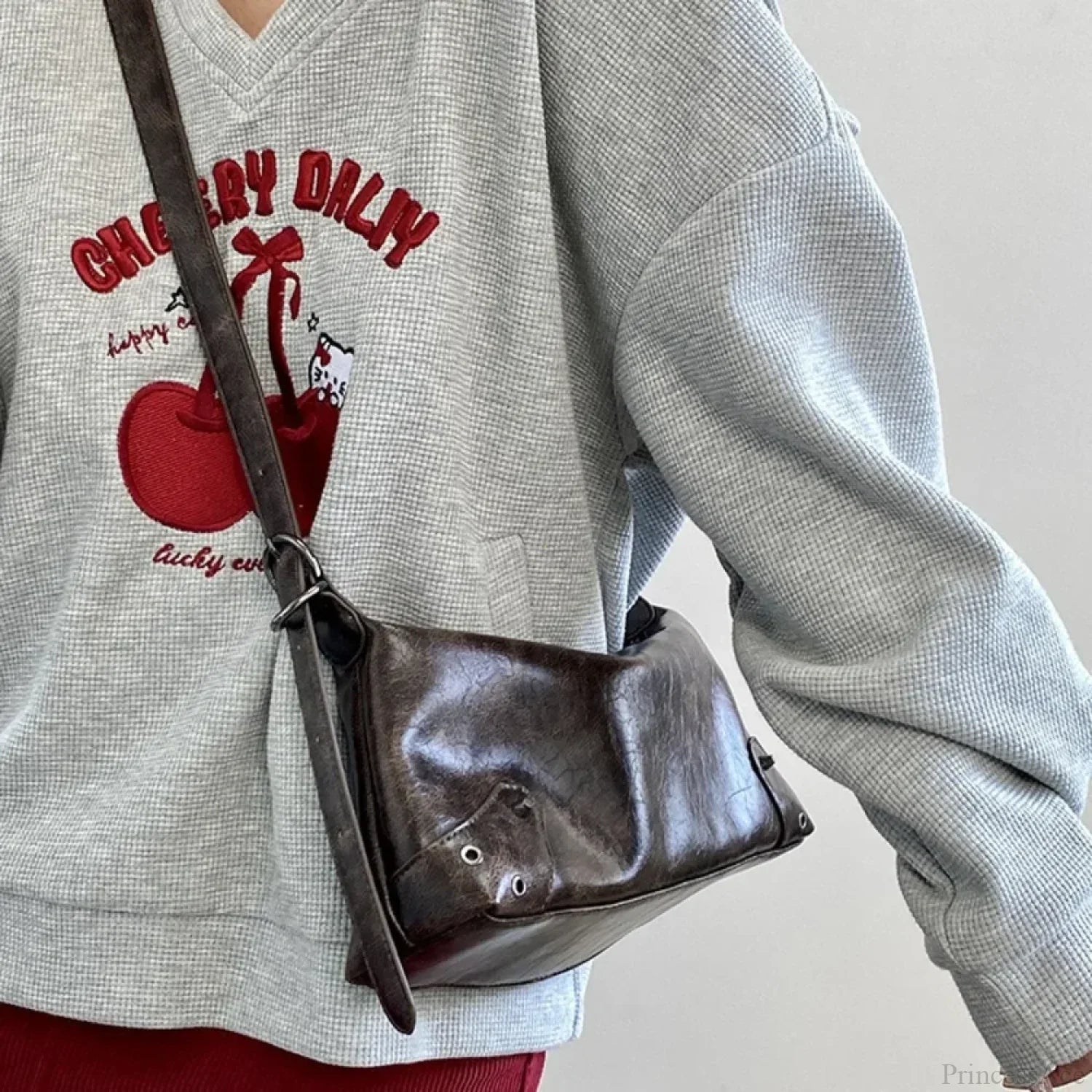 Retro PU Leather Y2K Shoulder Bag Brown shoulder-250126