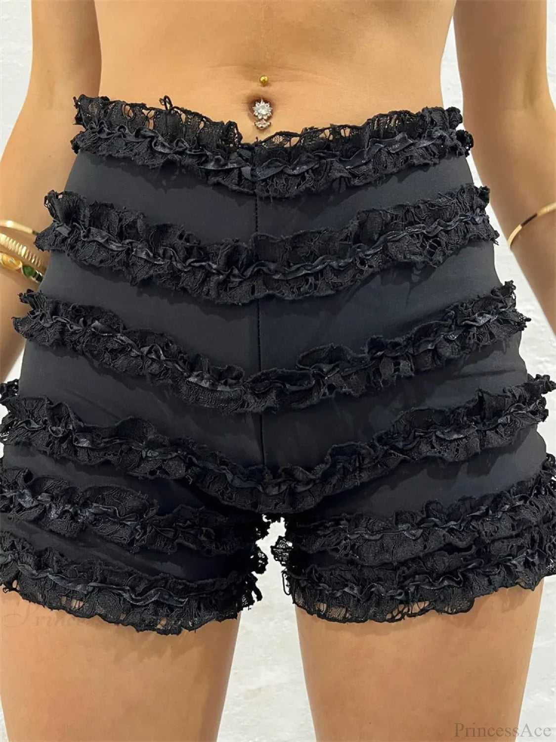 Retro Ruffled High Waist Short short-250223
