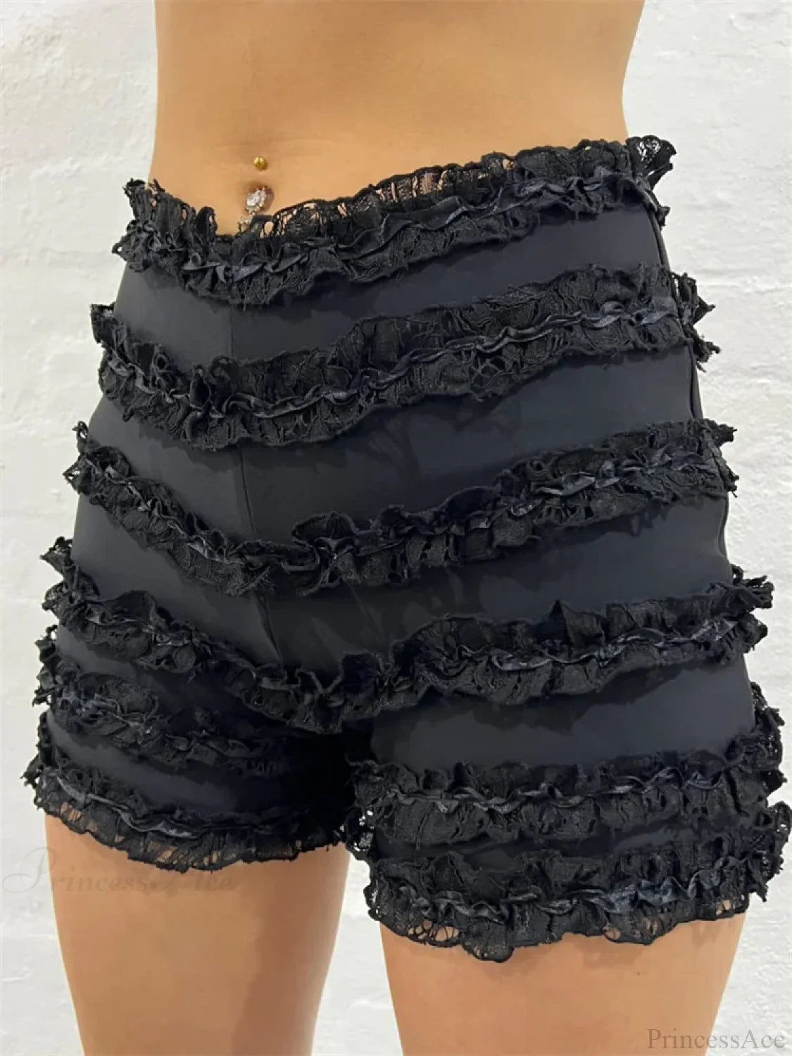 Retro Ruffled High Waist Short short-250223