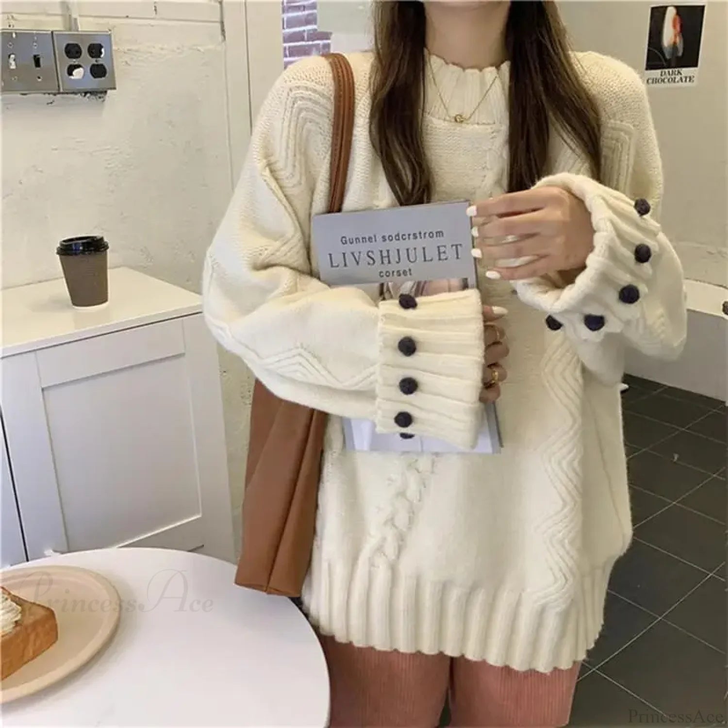 Retro Solid Color Thick Loose Elegant Sweater