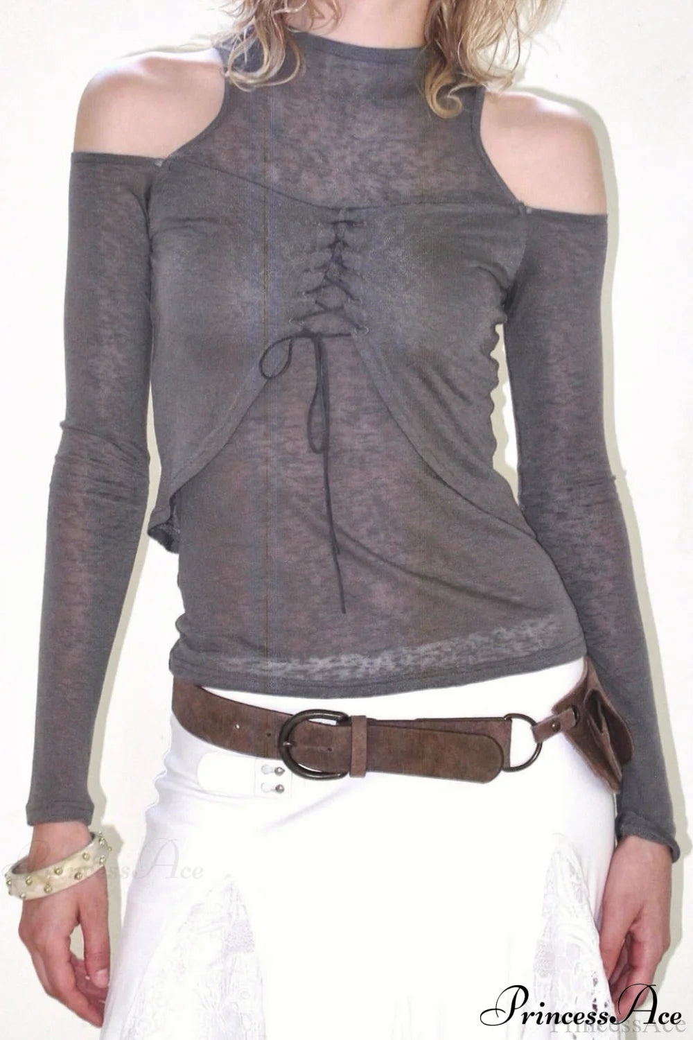 Retro Streetwear Off-Shoulder Turtleneck Long-Sleeve Knit Top