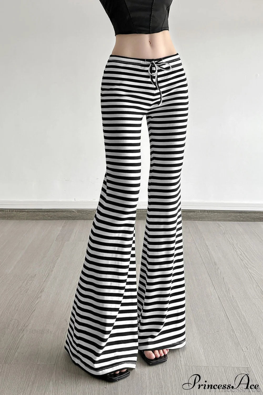 Retro Striped Bootcut Knit Pants White / S