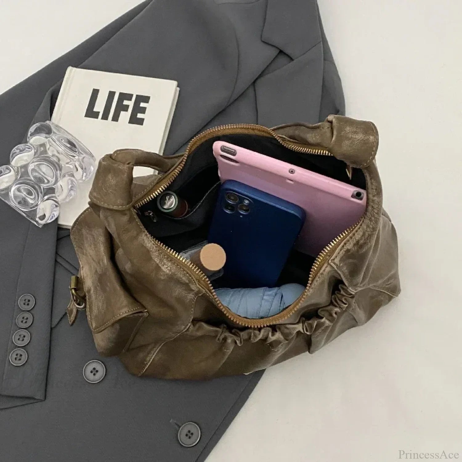 Retro Winter Leather Underarm Shoulder Bag shoulder-250126