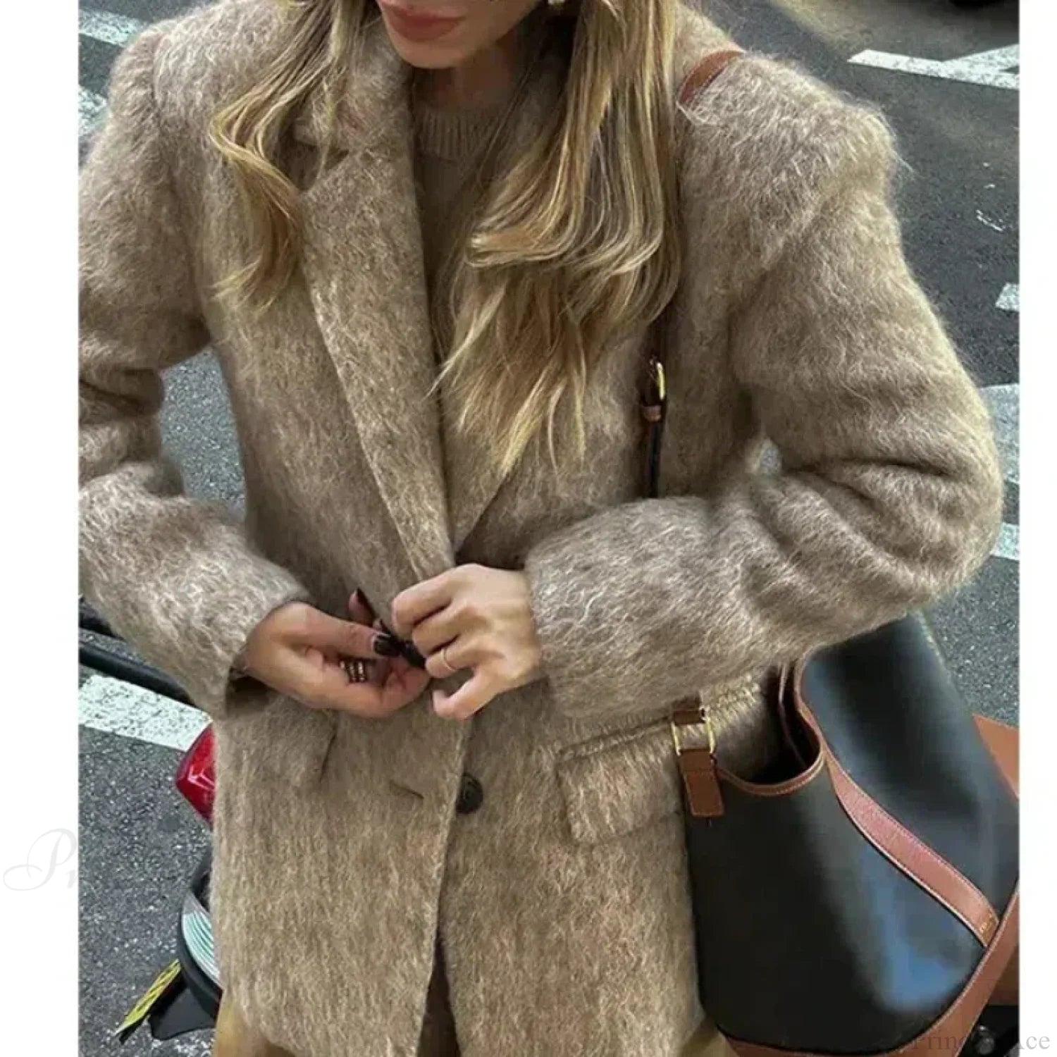 Retro Wool Button Turn-Down Overcoat C-Khaki / S